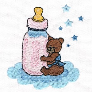 Baby Bottle Bear Embroidery Pattern