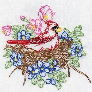 Cardinal Embroidery Design 05