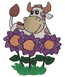 Sunflower Cow Embroidery Design