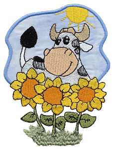 Sunflower Cow 2 Embroidery Design