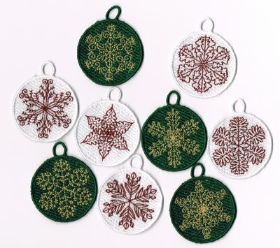 Holiday Embroidery Designs FSL Snowflake Ornaments