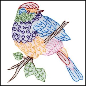 Machine Embroidery Bird 02