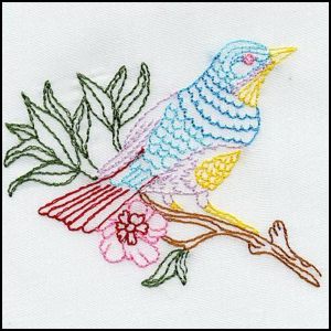 Machine Embroidery Bird 08