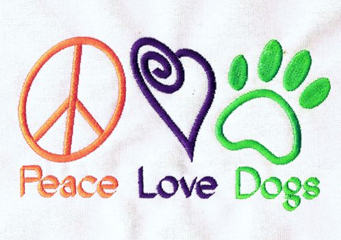 Machine Embroidery Dogs - Peace Love Dogs